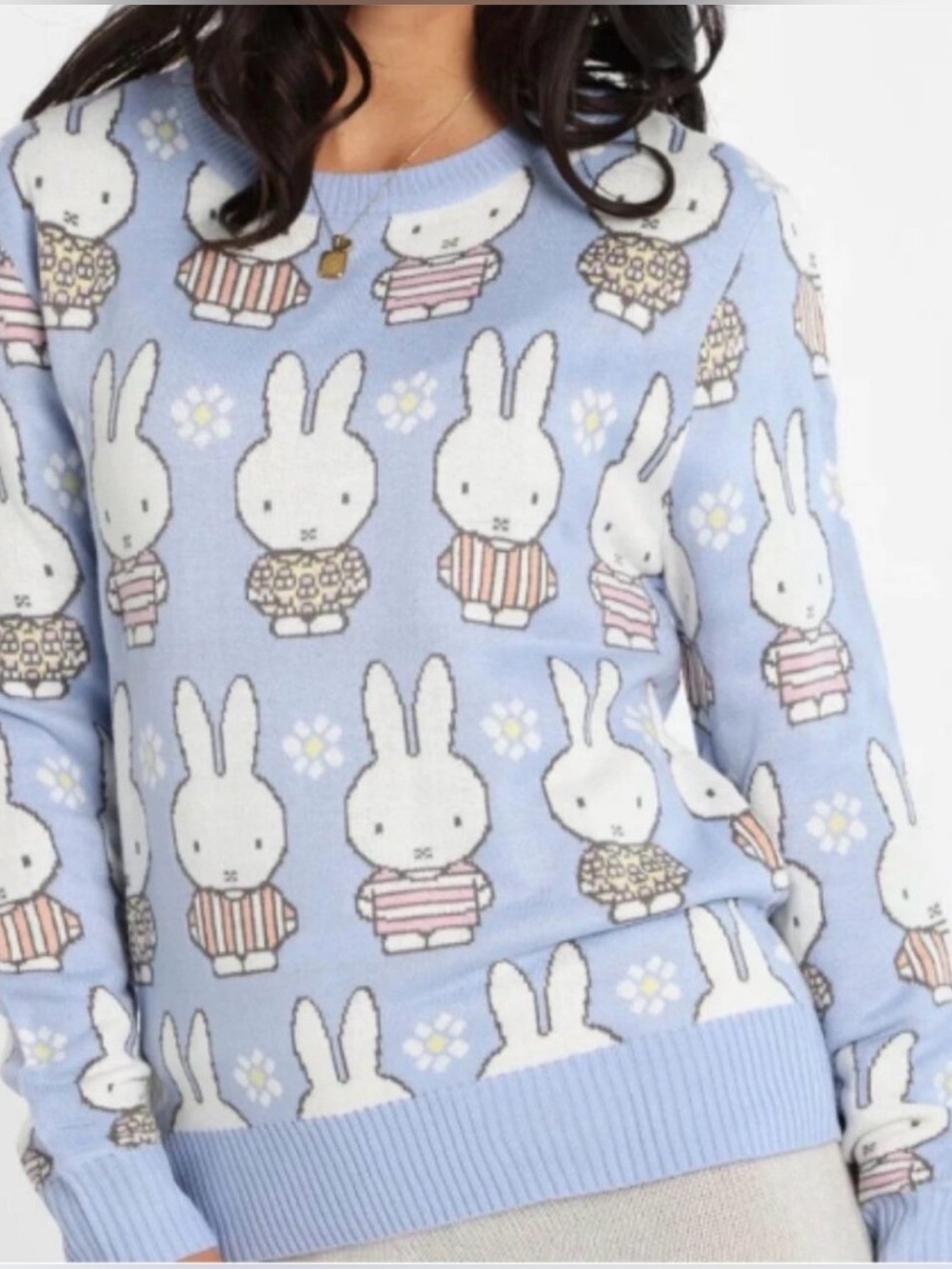 Miffy Blue  Knit Novelty Sweater Size M